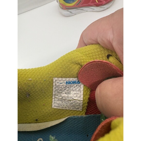 Hoka‎ Women’s Size 10.5 Clifton Pink/ Yellow Running Tennis Shoe - Picture 4 of 6